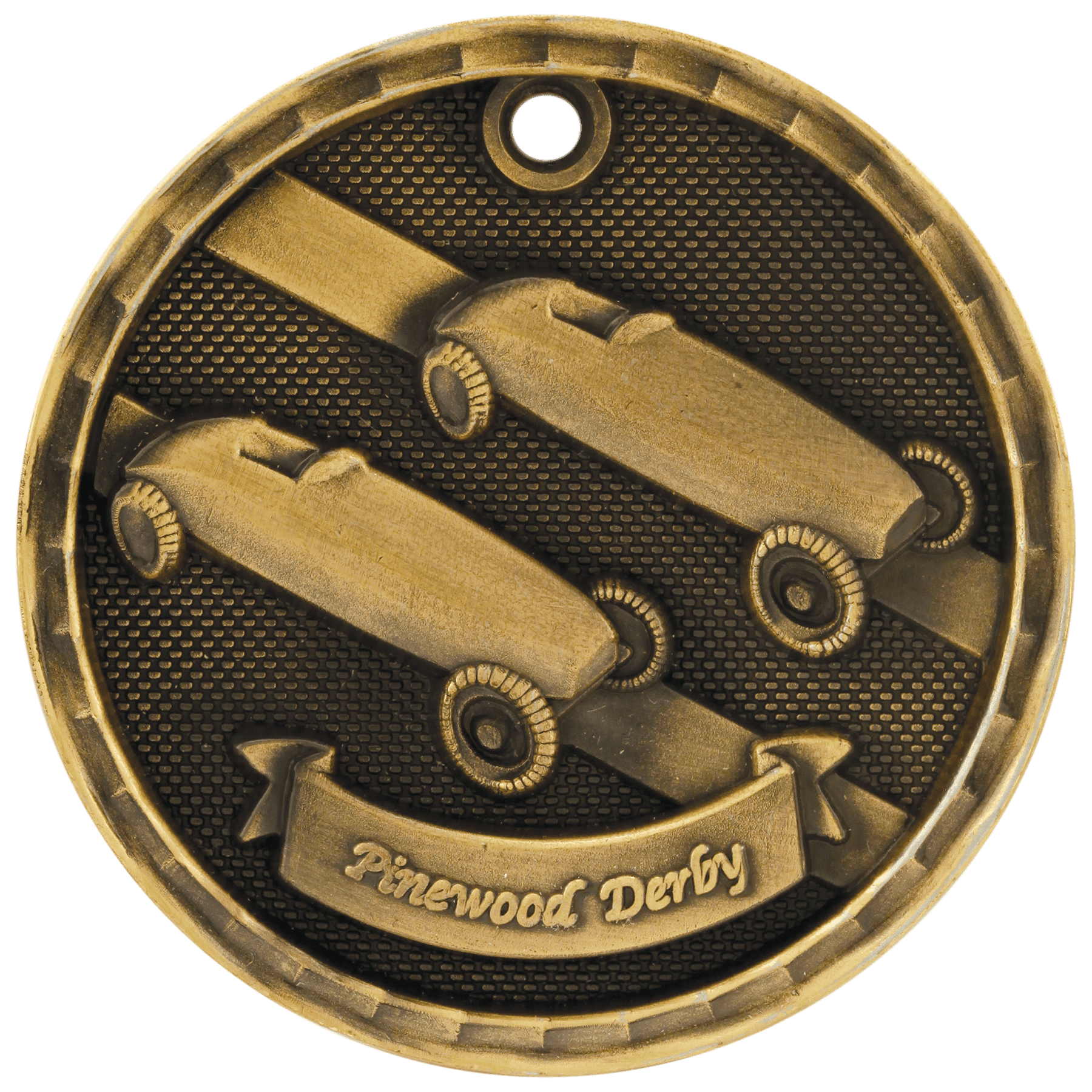 2" Antique 3D Pinewood Derby Medal - JDS