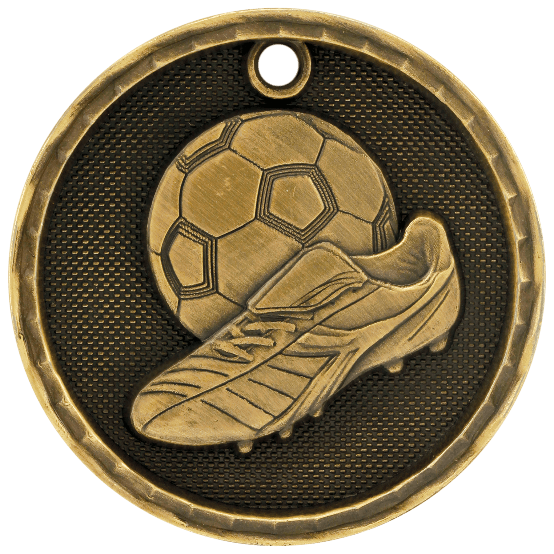 2" Antique 3D Soccer Medal - JDS