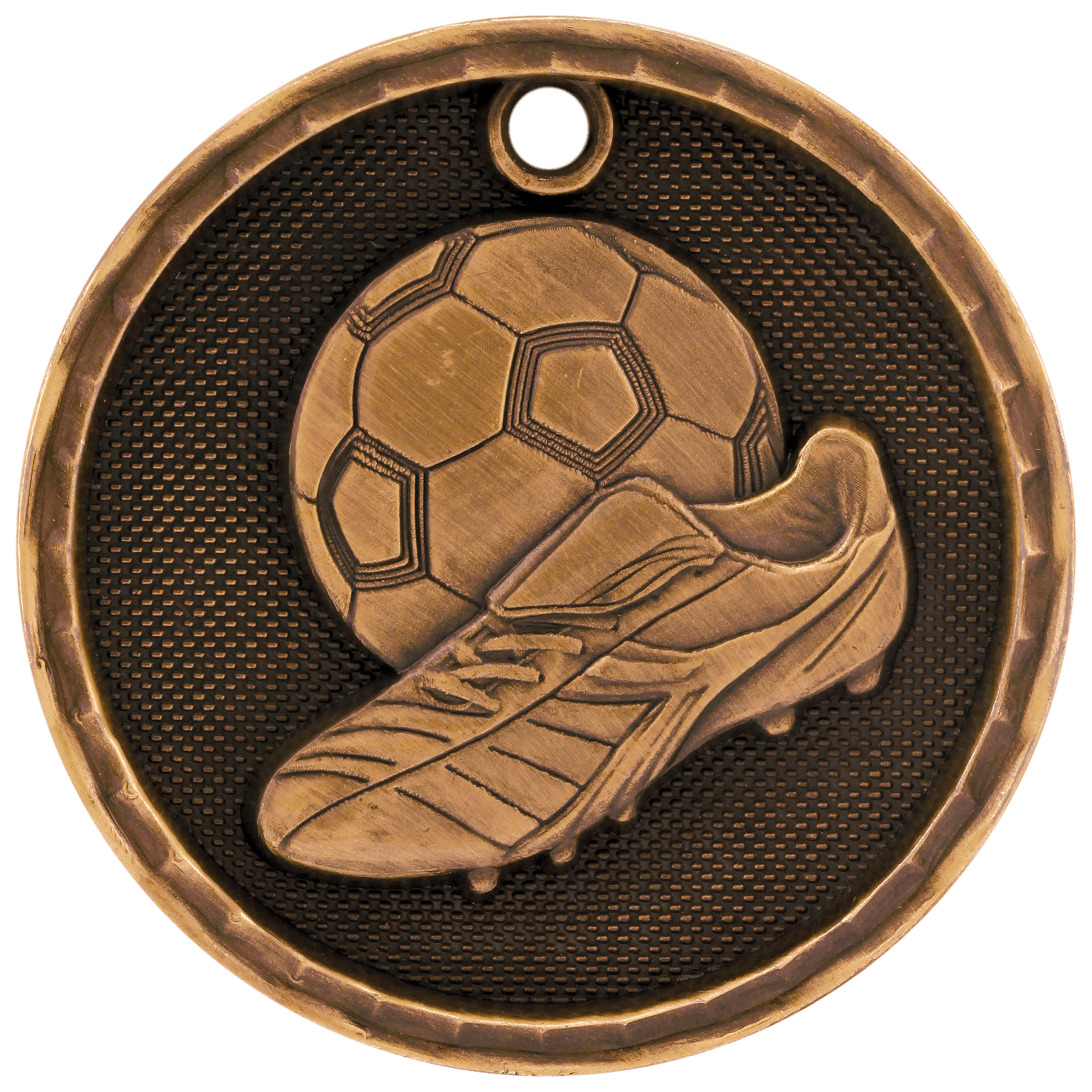 2" Antique 3D Soccer Medal - JDS