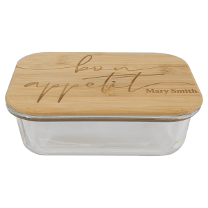 21 oz. Rectangle Glass Container with Bamboo Lid - GSC102 - Austin Print Co.