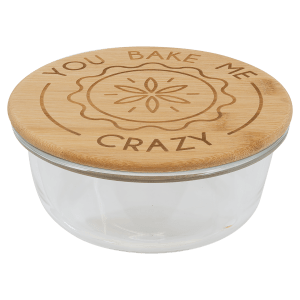 21 oz. Round Glass Container with Bamboo Lid - GSC302 - Austin Print Co.