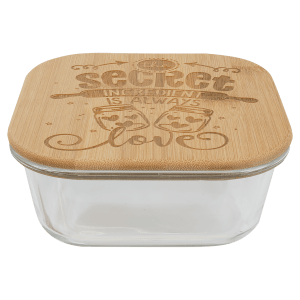 27 oz. Square Glass Container with Bamboo Lid - GSC202 - Austin Print Co.