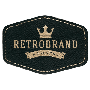 3 1/2" x 2 1/2" Hex Black/Gold Laserable Leatherette Patch with Adhesive - PTH236 - Austin Print Co.