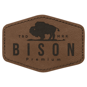 3 1/2" x 2 1/2" Hex Dark Brown Laserable Leatherette Patch with Adhesive - PTH235 - Austin Print Co.