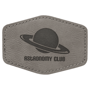 3 1/2" x 2 1/2" Hex Gray Laserable Leatherette Patch with Adhesive - PTH234 - Austin Print Co.