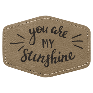 3 1/2" x 2 1/2" Hex Light Brown Laserable Leatherette Patch with Adhesive - PTH231 - Austin Print Co.