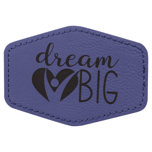 3 1/2" x 2 1/2" Hex Purple Laserable Leatherette Patch with Adhesive - PTH244 - Austin Print Co.
