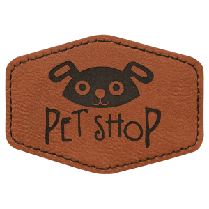 3 1/2" x 2 1/2" Hex Rawhide Laserable Leatherette Patch with Adhesive - PTH232 - Austin Print Co.