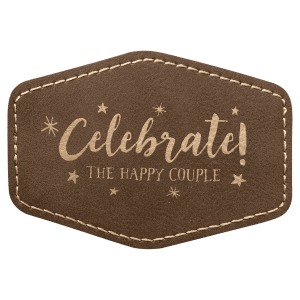 3 1/2" x 2 1/2" Hex Rustic/Gold Laserable Leatherette Patch with Adhesive - PTH240 - Austin Print Co.