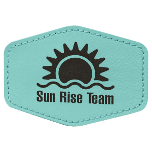 3 1/2" x 2 1/2" Hex Teal Laserable Leatherette Patch with Adhesive - PTH238 - Austin Print Co.