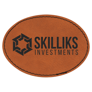 3 1/2" x 2 1/2" Oval Rawhide Laserable Leatherette Patch with Adhesive - PTH602 - Austin Print Co.