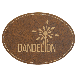 3 1/2" x 2 1/2" Oval Rustic/Gold Laserable Leatherette Patch with Adhesive - PTH610 - Austin Print Co.