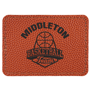 3 1/2" x 2 1/2" Rectangle Basketball Laserable Leatherette Patch with Adhesive - PTH216 - Austin Print Co.