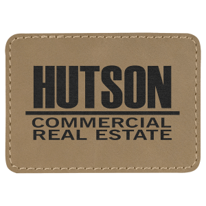 3 1/2" x 2 1/2" Rectangle Light Brown Laserable Leatherette Patch with Adhesive - PTH201 - Austin Print Co.