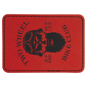 3 1/2" x 2 1/2" Rectangle Red Laserable Leatherette Patch with Adhesive - PTH211 - Austin Print Co.