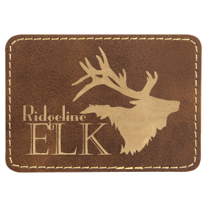 3 1/2" x 2 1/2" Rectangle Rustic/Gold Laserable Leatherette Patch with Adhesive - PTH210 - Austin Print Co.