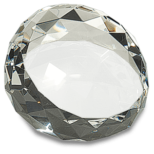 3 1/2" x 2" Clear Round Crystal Facet Paperweight - CRY66 - Austin Print Co.