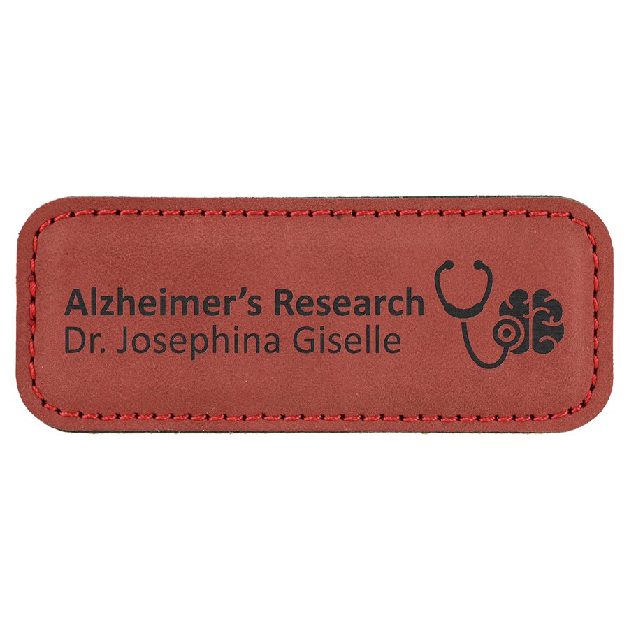 3 1/4" x 1 1/4" Laserable Leatherette Badge Blank with Magnet - JDS