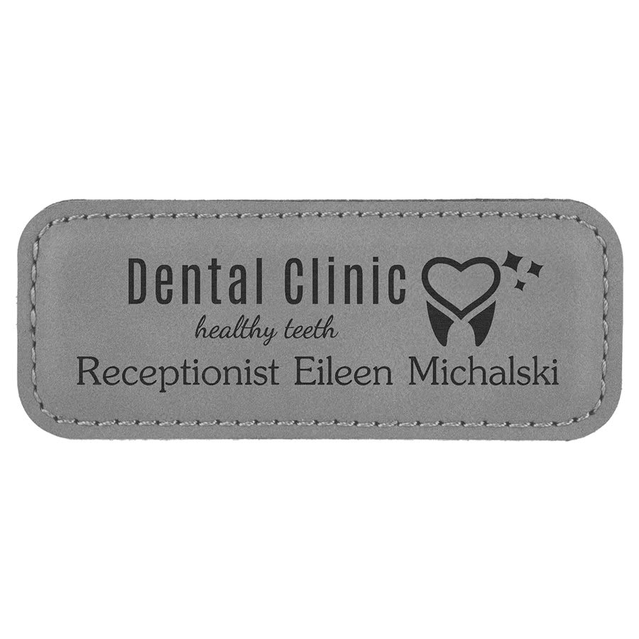 3 1/4" x 1 1/4" Laserable Leatherette Badge Blank with Magnet - JDS