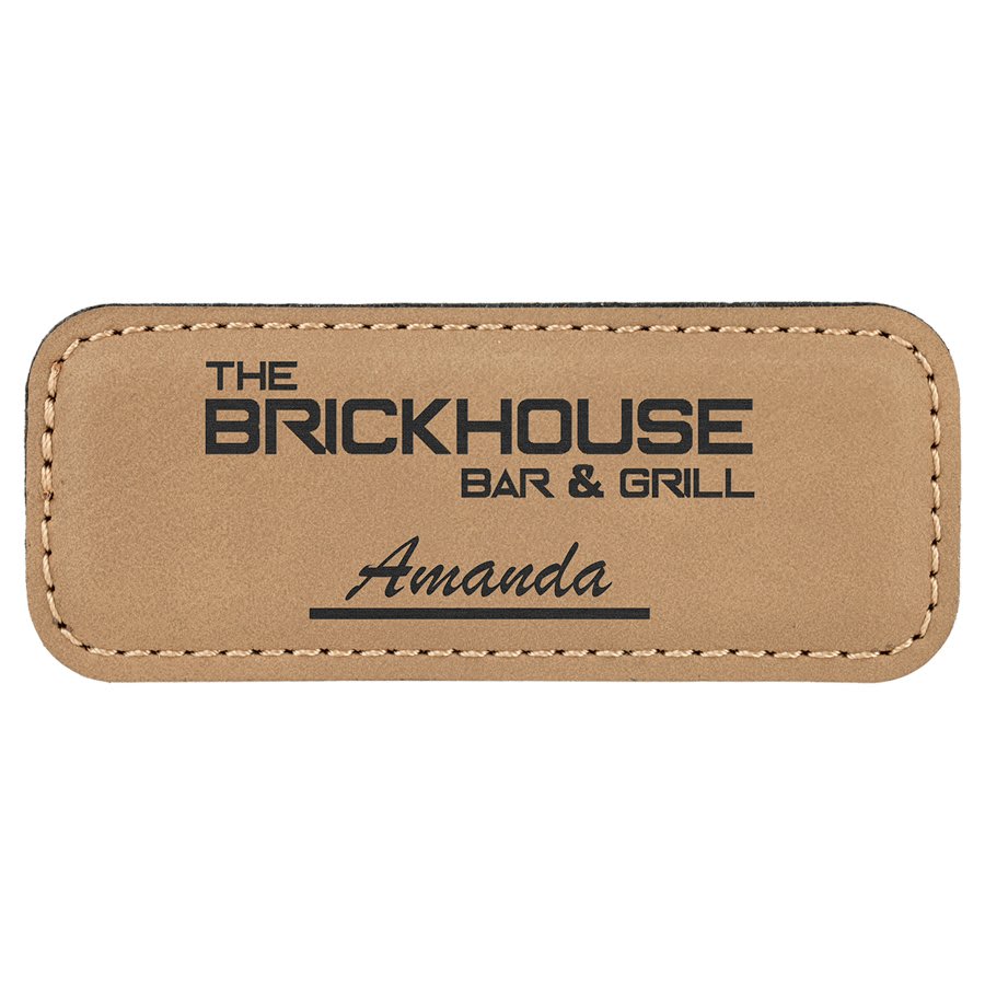 3 1/4" x 1 1/4" Laserable Leatherette Badge Blank with Magnet - JDS