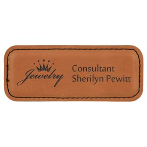 3 1/4" x 1 1/4" Rawhide Laserable Leatherette Badge Blank with Magnet - BDG134 - Austin Print Co.
