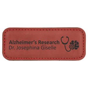 3 1/4" x 1 1/4" Rose Laserable Leatherette Badge Blank with Magnet - BDG137 - Austin Print Co.
