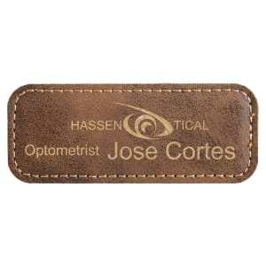 3 1/4" x 1 1/4" Rustic/Gold Laserable Leatherette Badge Blank with Magnet - BDG140 - Austin Print Co.