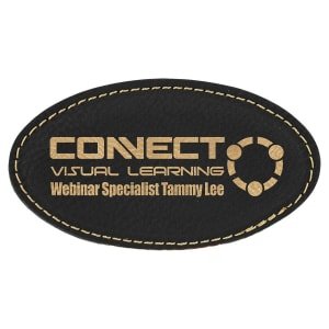 3 1/4" x 1 3/4" Black/Gold Laserable Leatherette Oval Badge Blank with Magnet - BDG103 - Austin Print Co.