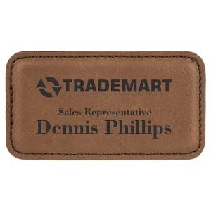 3 1/4" x 1 3/4" Dark Brown Laserable Leatherette Badge Blank with Magnet - BDG162 - Austin Print Co.