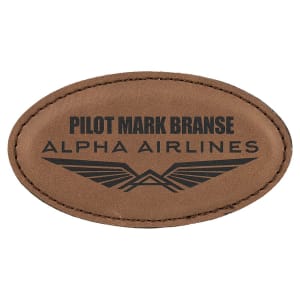 3 1/4" x 1 3/4" Dark Brown Laserable Leatherette Oval Badge Blank with Magnet - BDG102 - Austin Print Co.