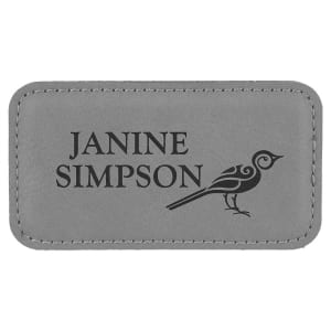 3 1/4" x 1 3/4" Gray Laserable Leatherette Badge Blank with Magnet - BDG165 - Austin Print Co.