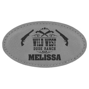3 1/4" x 1 3/4" Gray Laserable Leatherette Oval Badge Blank with Magnet - BDG105 - Austin Print Co.