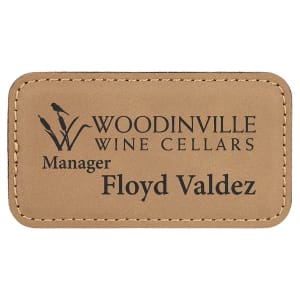 3 1/4" x 1 3/4" Light Brown Laserable Leatherette Badge Blank with Magnet - BDG161 - Austin Print Co.