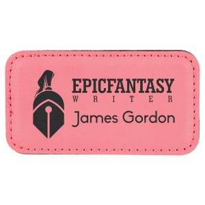 3 1/4" x 1 3/4" Pink Laserable Leatherette Badge Blank with Magnet - BDG168 - Austin Print Co.