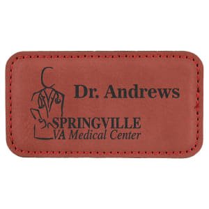 3 1/4" x 1 3/4" Rose Laserable Leatherette Badge Blank with Magnet - BDG167 - Austin Print Co.
