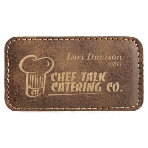3 1/4" x 1 3/4" Rustic/Gold Laserable Leatherette Badge Blank with Magnet - BDG170 - Austin Print Co.