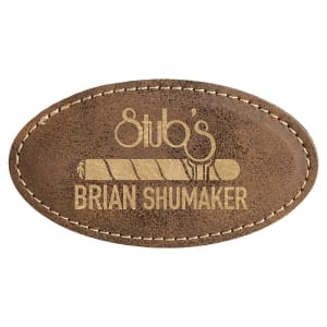 3 1/4" x 1 3/4" Rustic/Gold Laserable Leatherette Oval Badge Blank with Magnet - BDG110 - Austin Print Co.