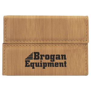 3 3/4" x 2 3/4" Bamboo Laserable Leatherette Hard Business Card Holder - GFT869 - Austin Print Co.