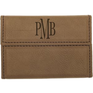 3 3/4" x 2 3/4" Dark Brown Laserable Leatherette Hard Business Card Holder - GFT184 - Austin Print Co.