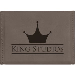3 3/4" x 2 3/4" Gray Laserable Leatherette Hard Business Card Holder - GFT372 - Austin Print Co.