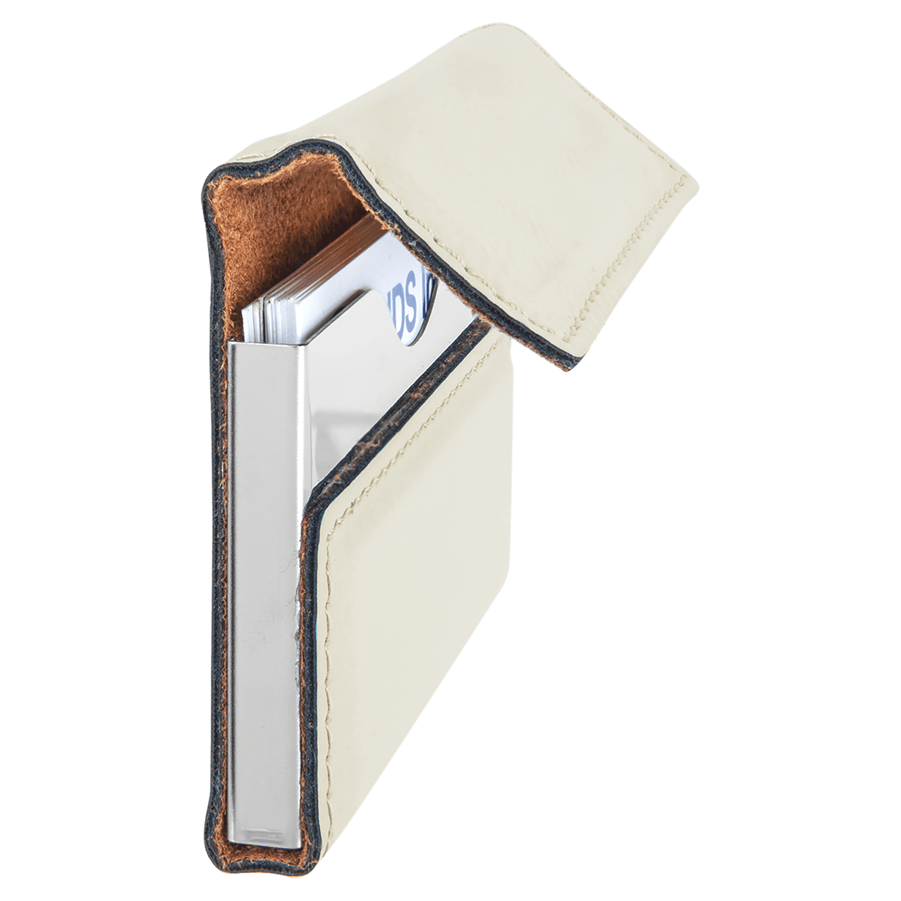 3 3/4" x 2 3/4" Laserable Leatherette Hard Business Card Holder - JDS