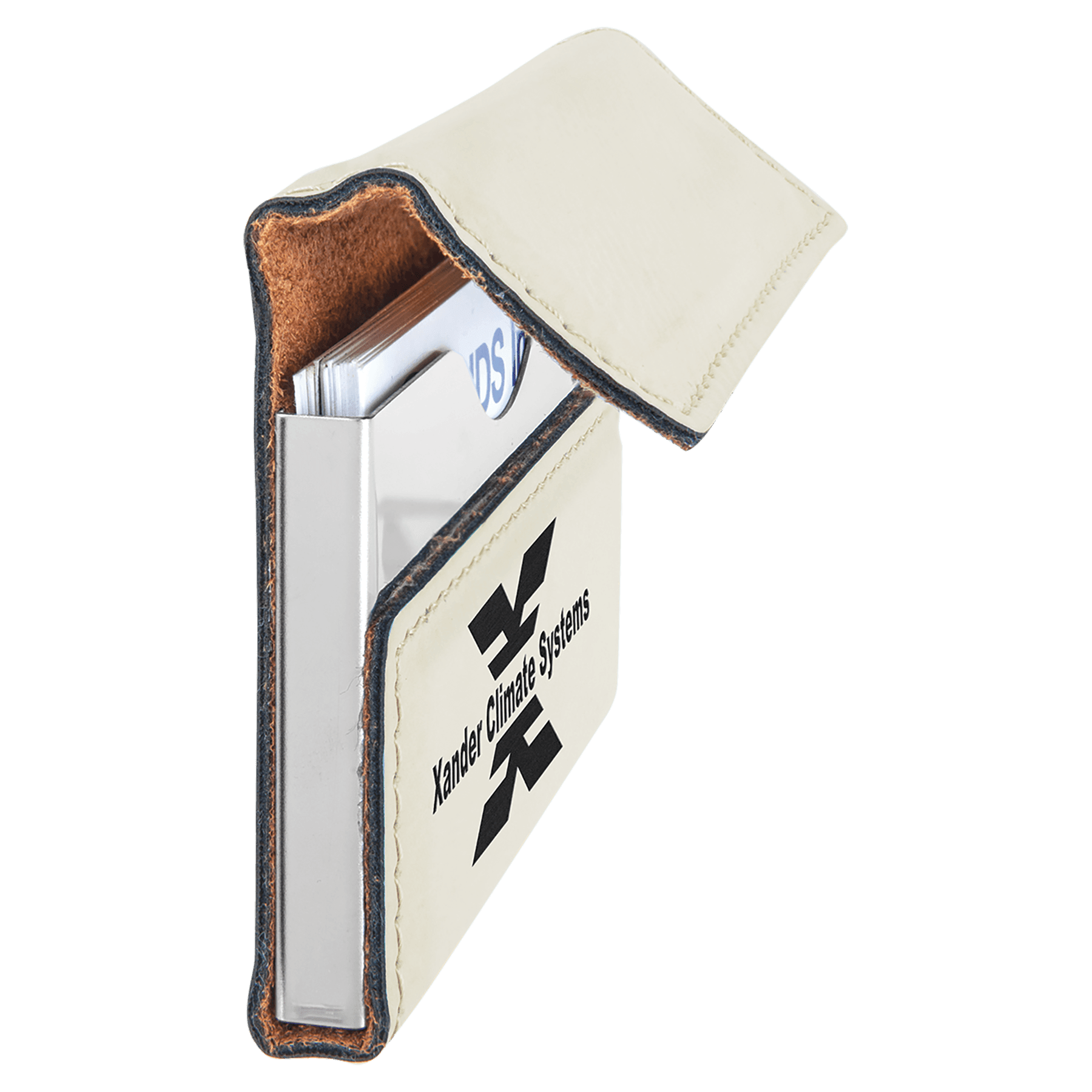 3 3/4" x 2 3/4" Laserable Leatherette Hard Business Card Holder - JDS