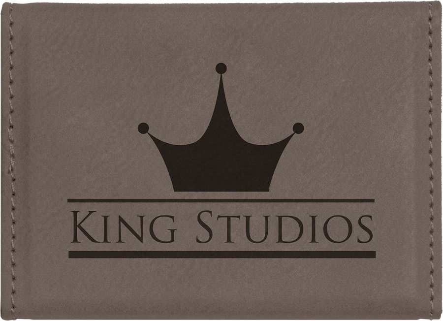 3 3/4" x 2 3/4" Laserable Leatherette Hard Business Card Holder - JDS