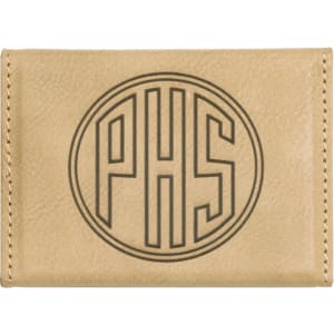 3 3/4" x 2 3/4" Light Brown Laserable Leatherette Hard Business Card Holder - GFT183 - Austin Print Co.