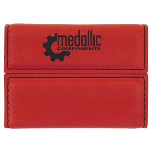 3 3/4" x 2 3/4" Red Laserable Leatherette Hard Business Card Holder - GFT904 - Austin Print Co.