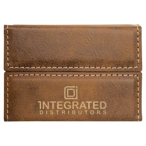 3 3/4" x 2 3/4" Rustic/Gold Laserable Leatherette Hard Business Card Holder - GFT705 - Austin Print Co.