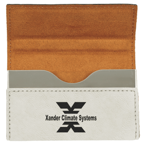3 3/4" x 2 3/4" White Laserable Leatherette Hard Business Card Holder - GFT924 - Austin Print Co.