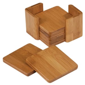 3 3/4" x 3 3/4" Bamboo Square 6 - Coaster Set with Holder - CST11 - JDS
