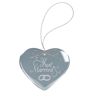 3" Clear Heart Glass Ornament with Silver String - CGS104 - Austin Print Co.