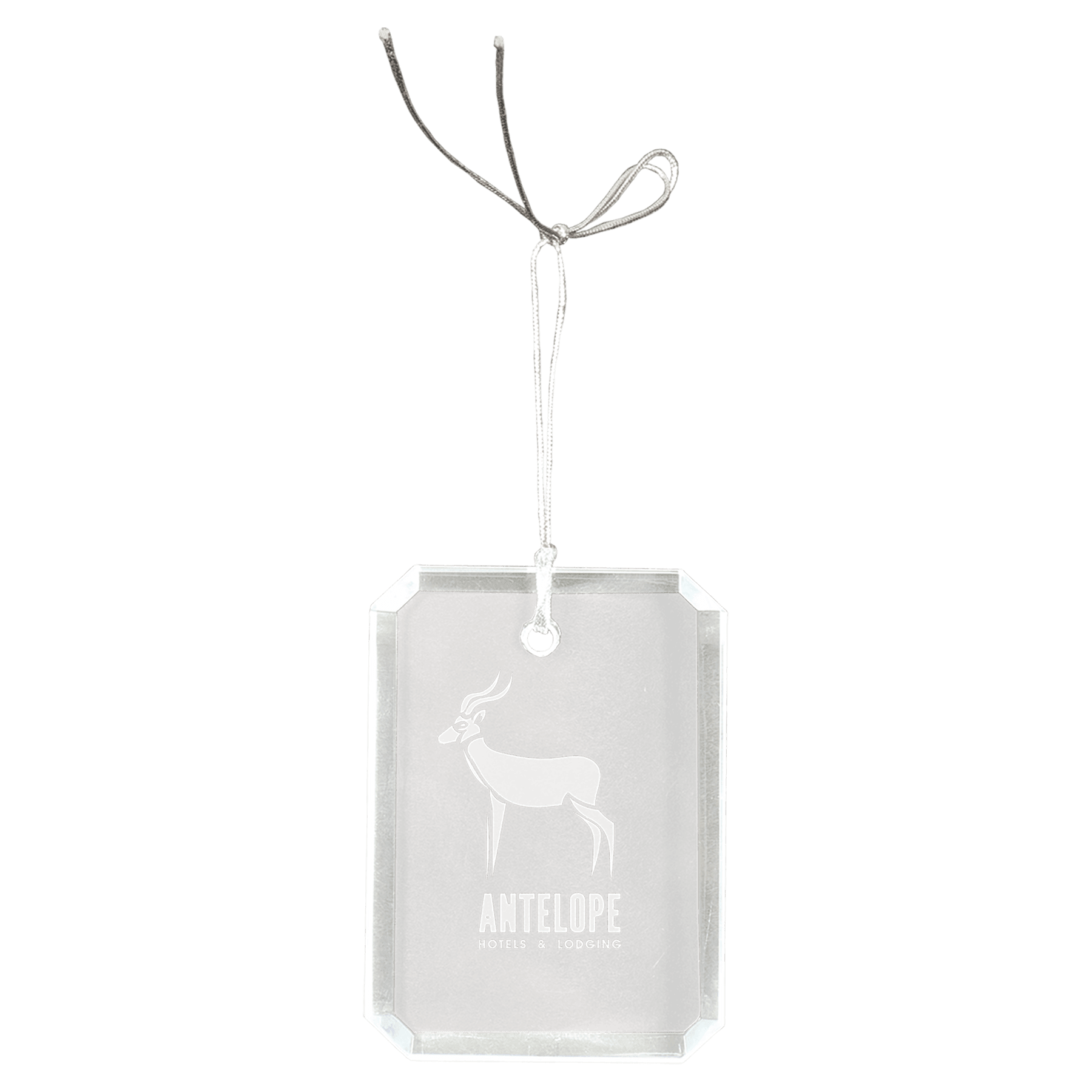 3" Crystal Rectangle Clipped Corner Ornament - JDS